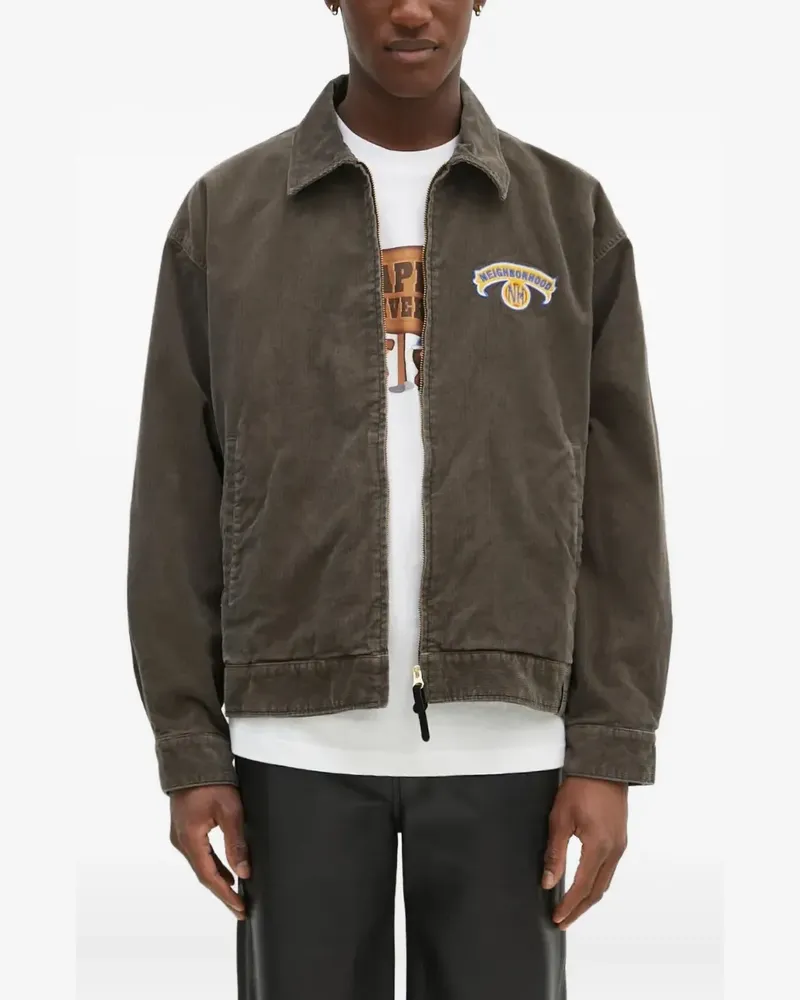 Neighborhood Klassische Lederjacke - Grün Grün