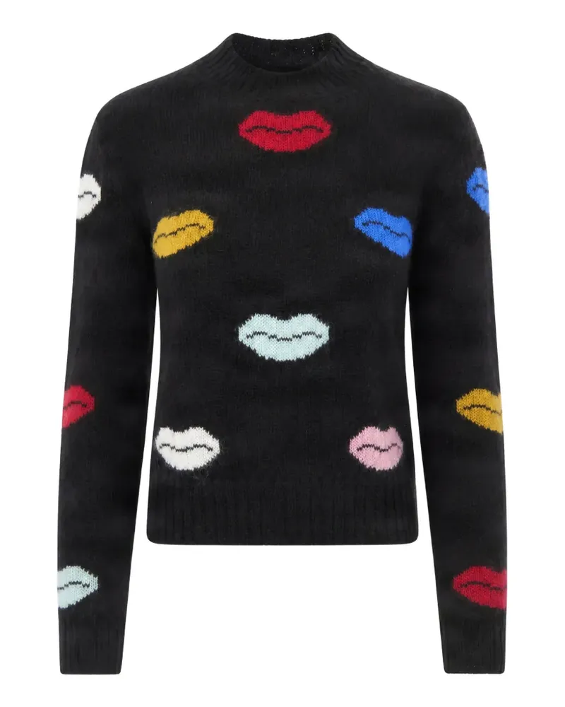Fiorucci lips-intarsia long-sleeve sweater - Schwarz Schwarz