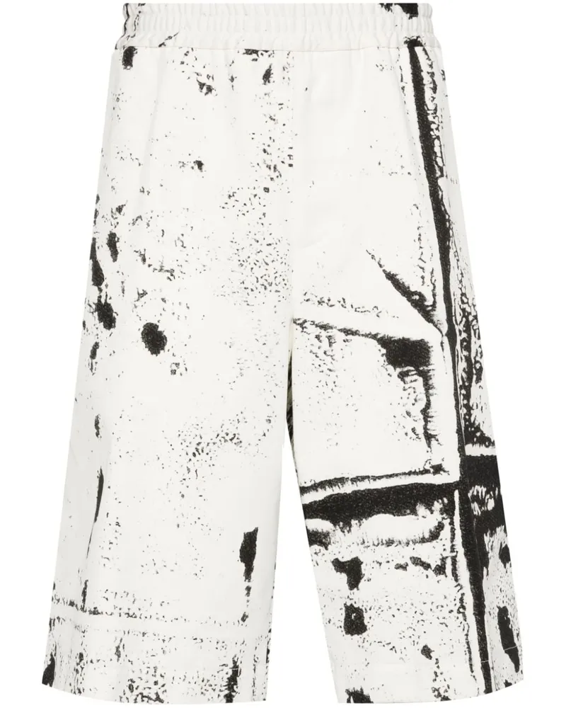 Alexander McQueen Shorts mit abstraktem Print - Weiß Weiß