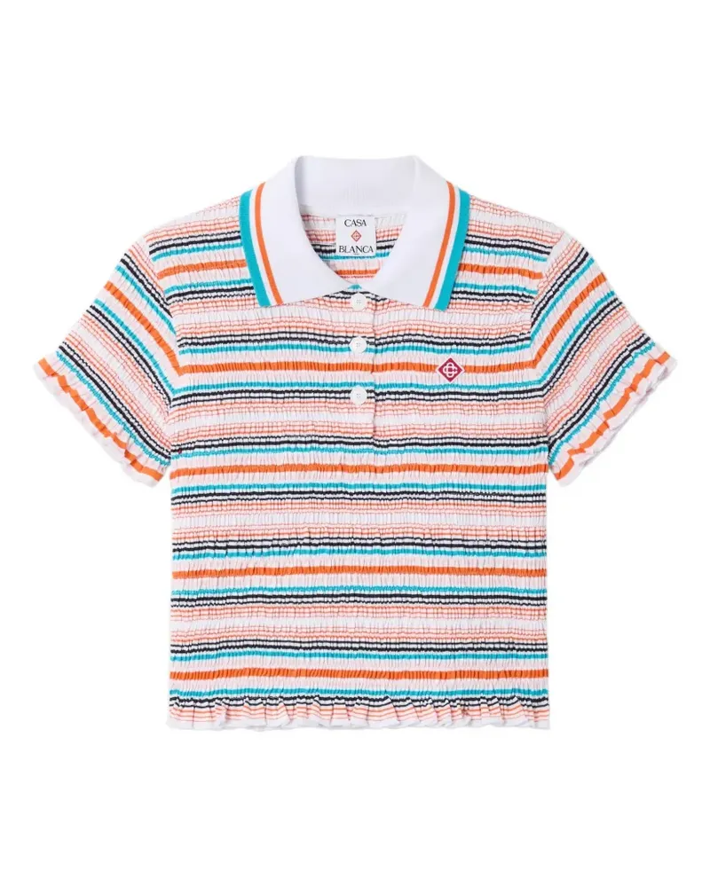 Casablanca Paris Gestreiftes Poloshirt - Weiß Weiß