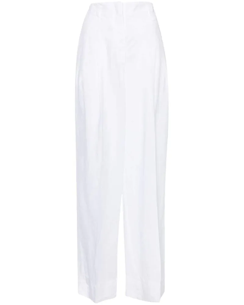 Peserico Weite Taillenhose aus Leinen - Weiß Weiß