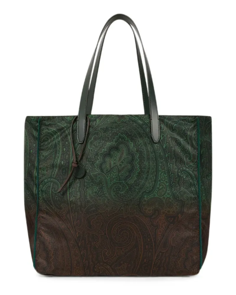 Etro Unfold Me nylon tote bag with degradé Arnica motif - Grün Grün