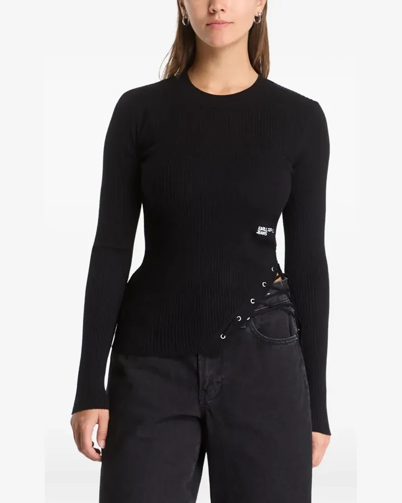 Karl Lagerfeld Gerippter Pullover - Schwarz Schwarz