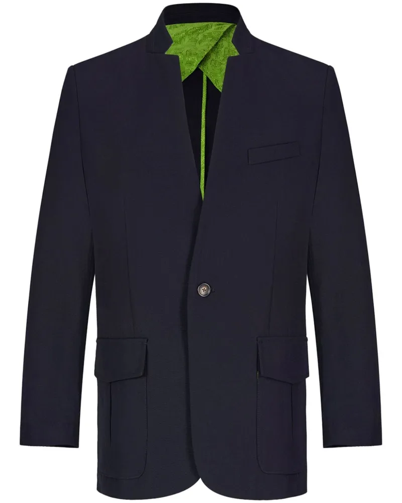 Shanghai Tang stand-up collar blazer Blau