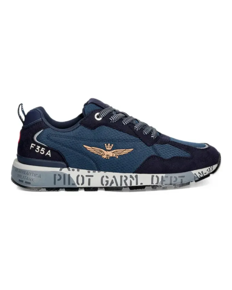 Aeronautica Militare logo-embroidered printed-sole sneakers - Blau Blau