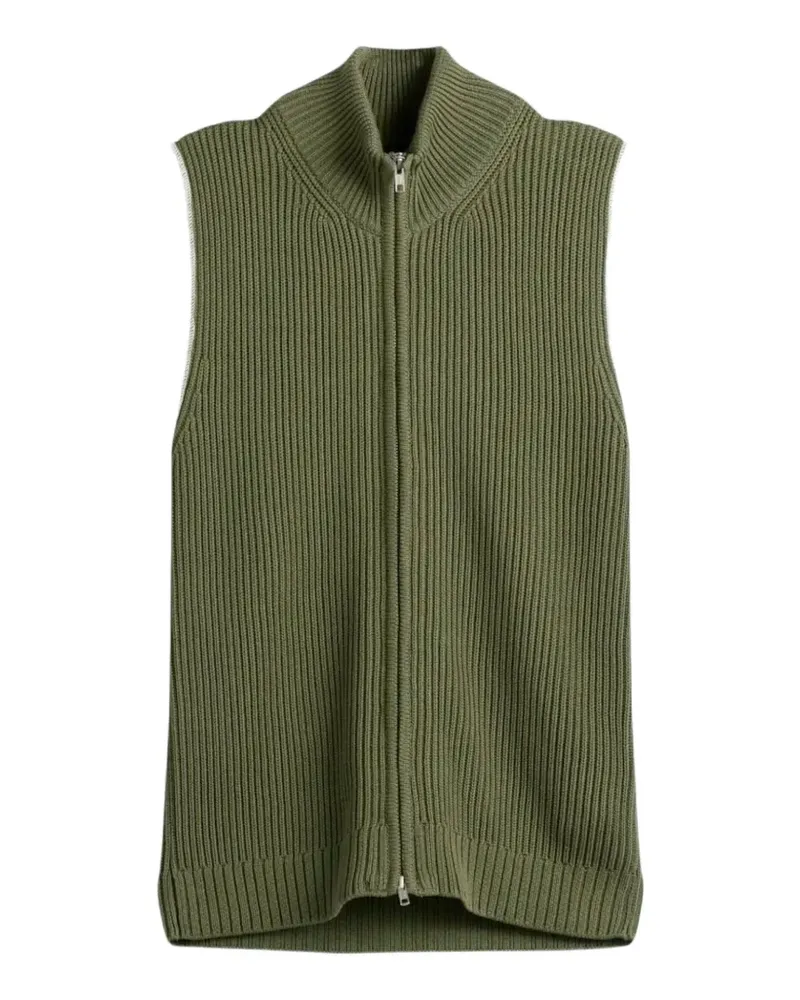 Maison Margiela ribbed-knit sleeveless zip-up cardigan - Grün Grün