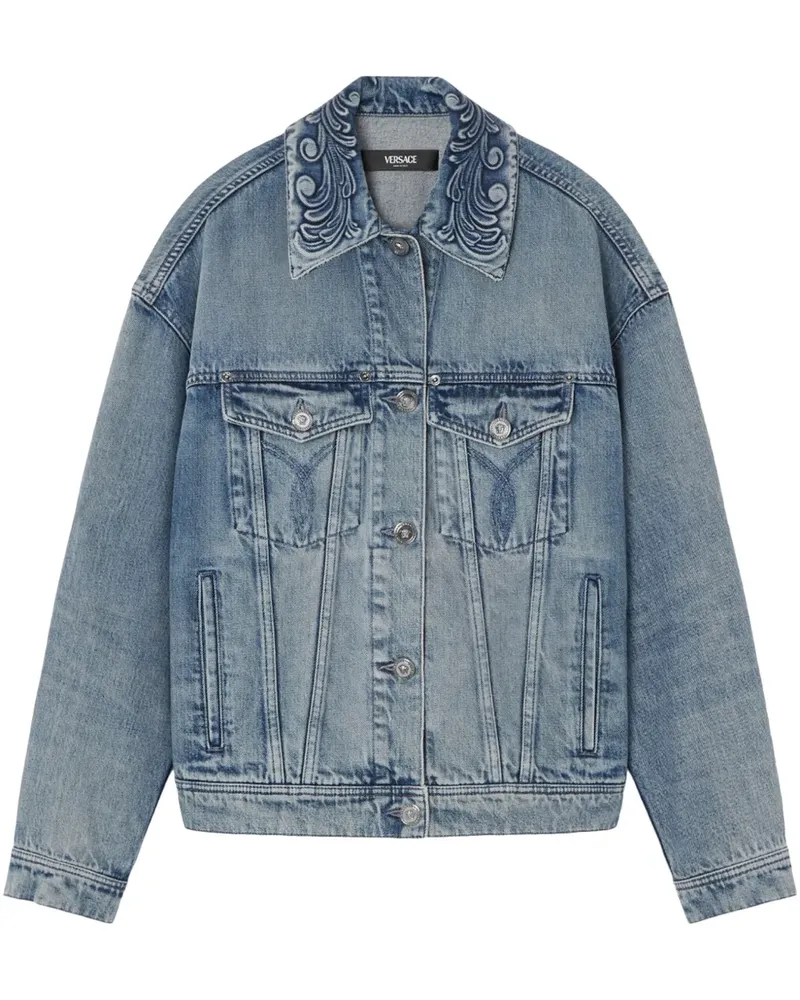 Versace Barocco Jeansjacke im Trucker-Look - Blau Blau