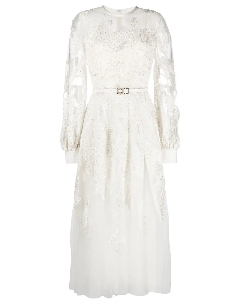 Elie Saab Besticktes Kleid - Weiß Weiß