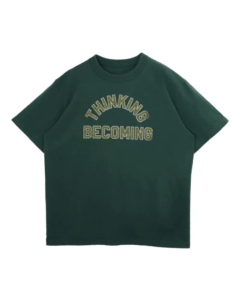 Sacai T-Shirt mit Slogan-Print - Grün Grün