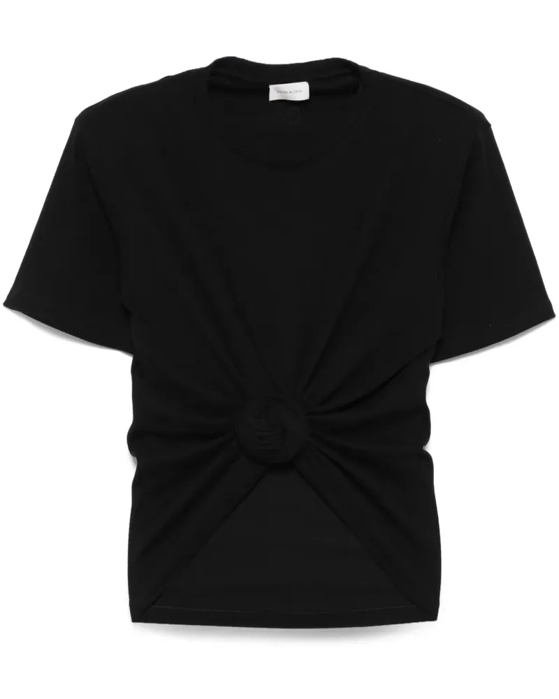 Magda Butrym T-Shirt mit Knotendetail - Schwarz Schwarz