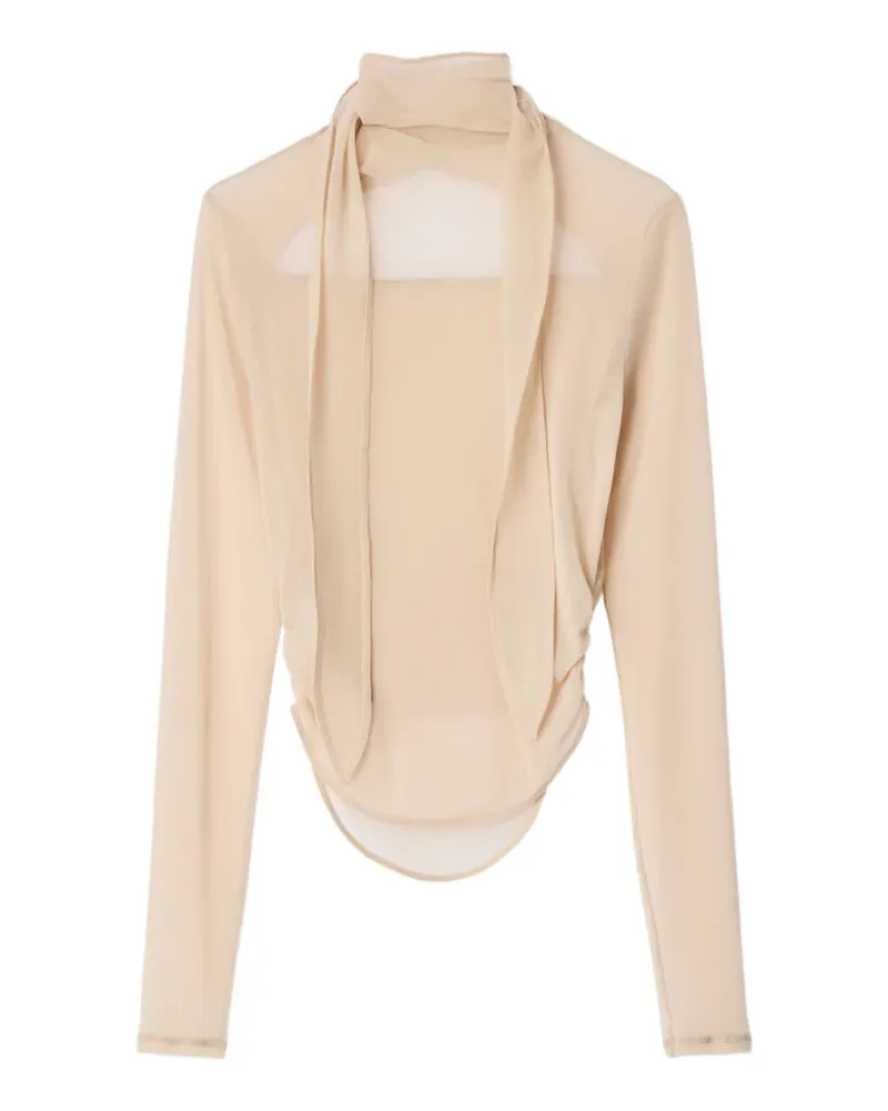 Christophe Lemaire ballerina scarf top in mesh jersey - Nude Nude