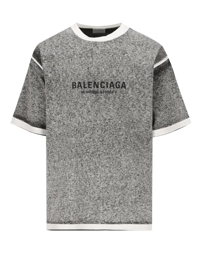 Balenciaga logo-print melange T-shirt - Grau Grau