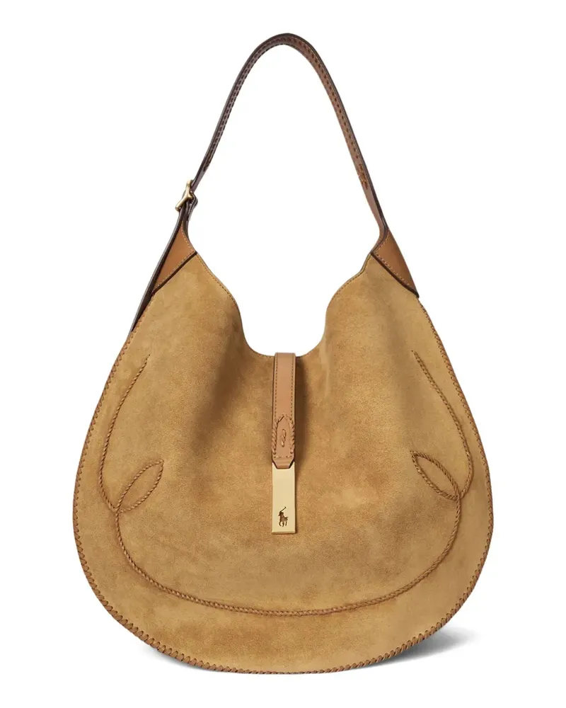 Ralph Lauren Polo ID Western Schultertasche aus Wildleder - Nude Nude