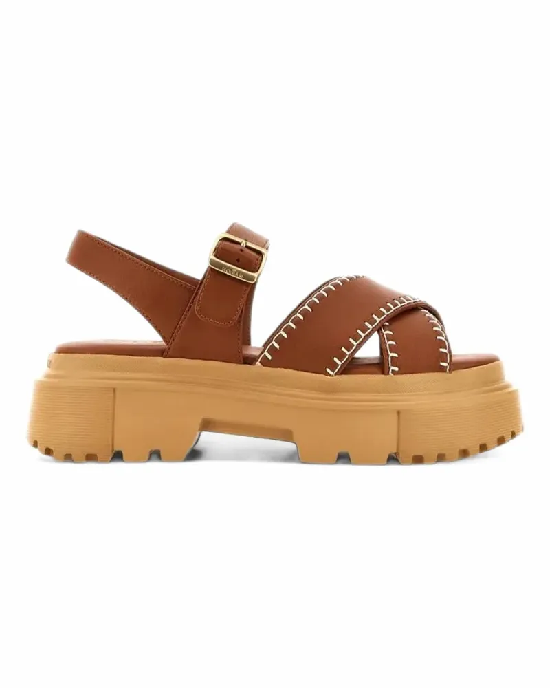 Hogan H644 crossover-strap platform sandals - Braun Braun