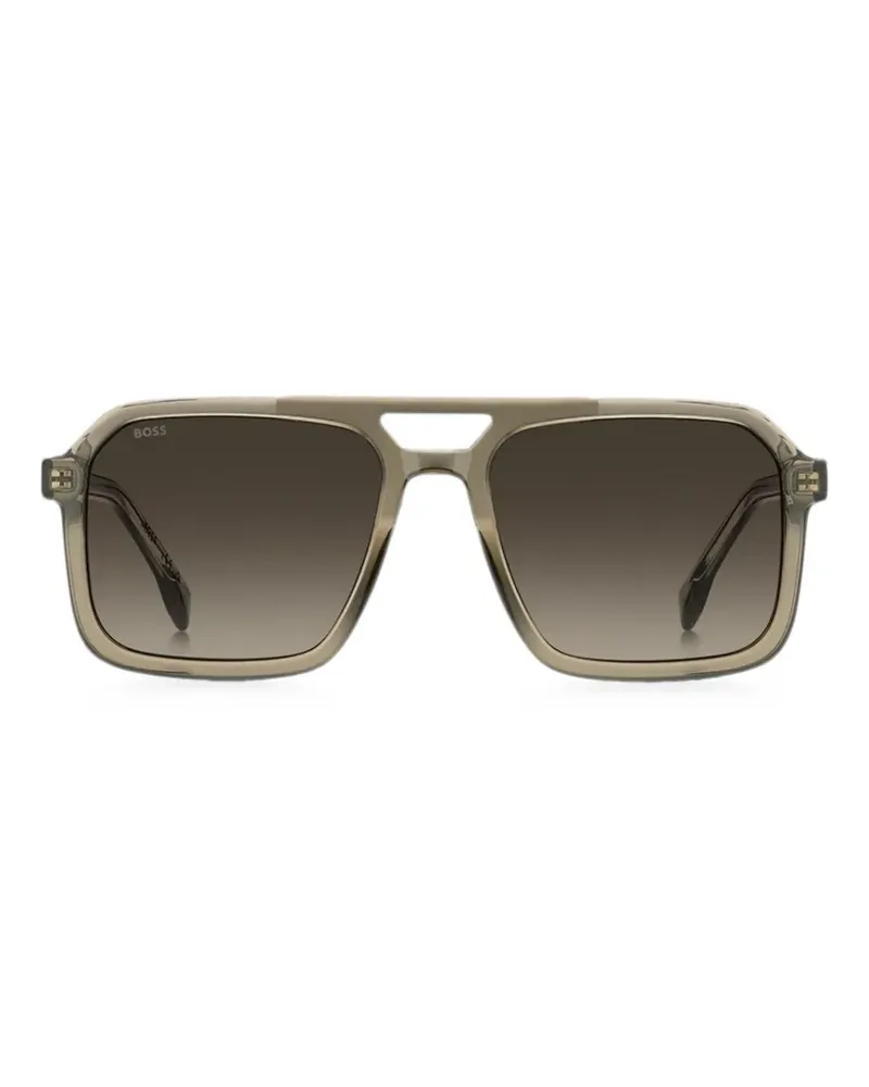 HUGO BOSS Transparent-braune Sonnenbrille mit Logo-Besatz - Grau Grau