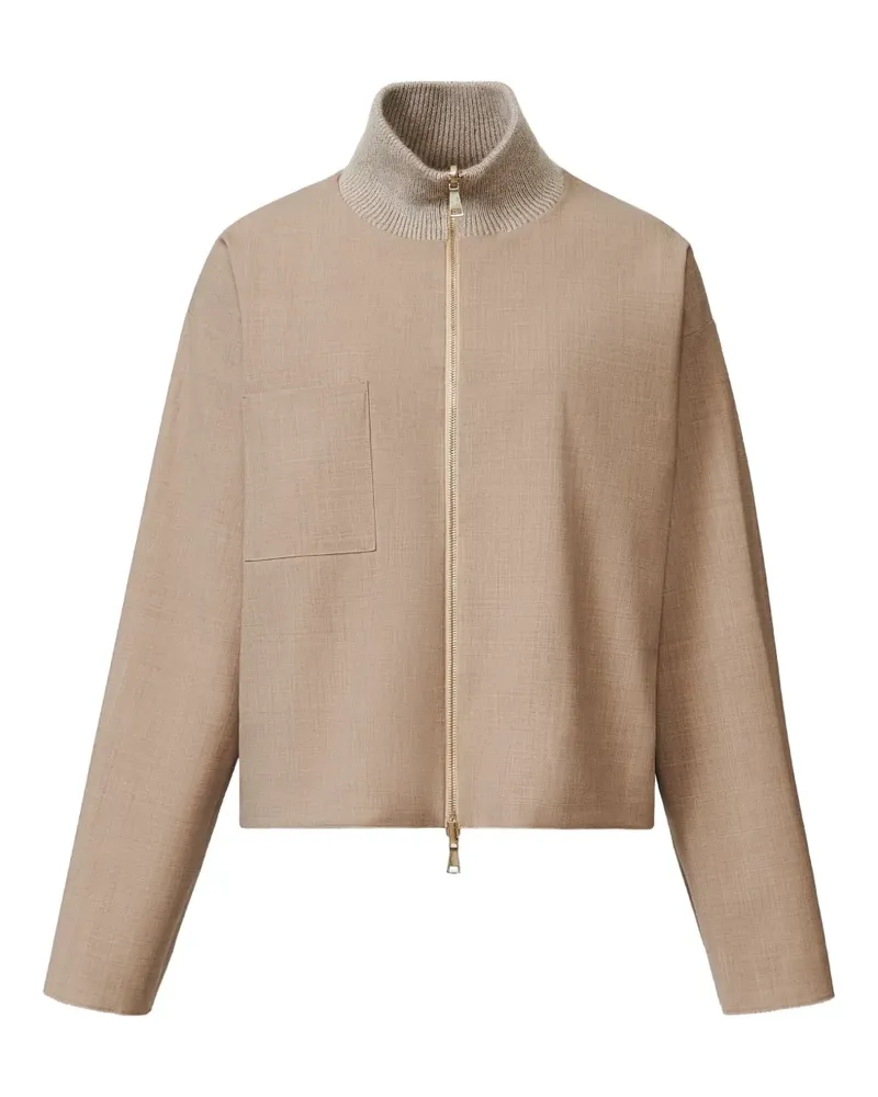 Fabiana Filippi knitted-trim zip-front jacket - Braun Braun