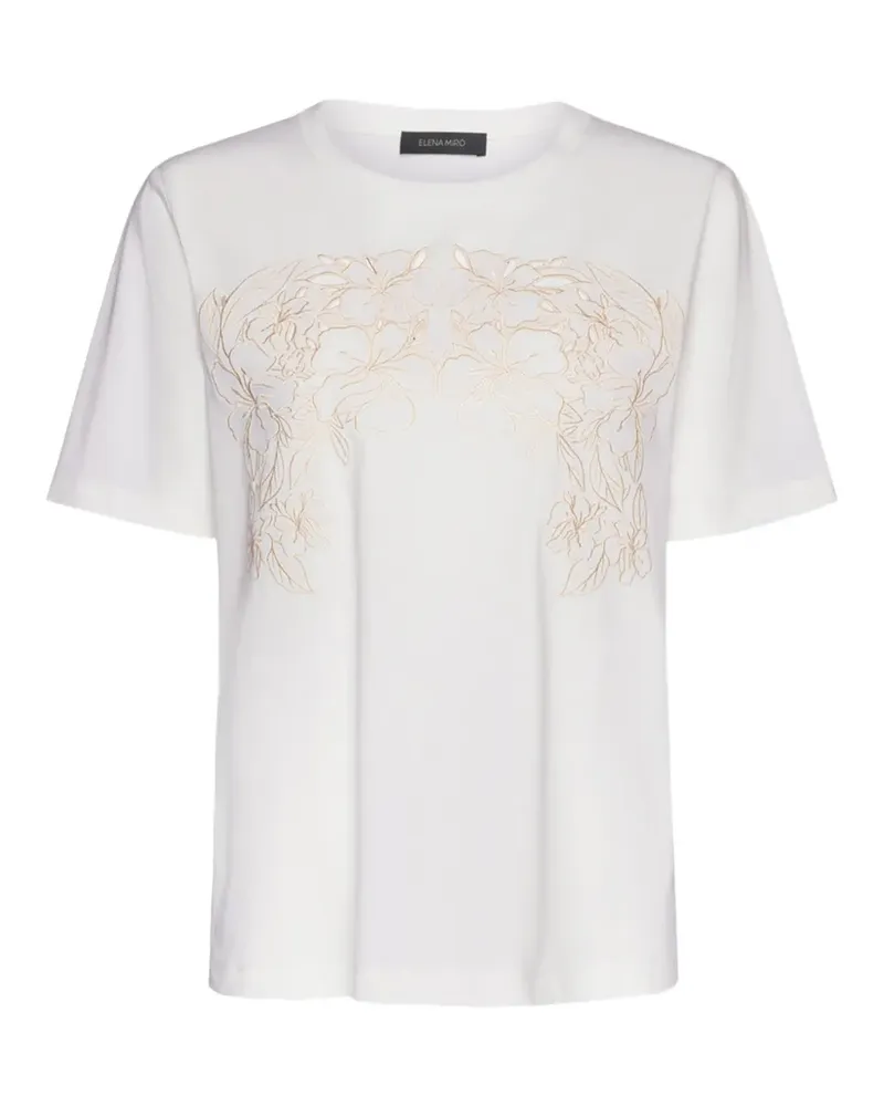 Elena Mirò T-Shirt mit Blumenstickerei - Weiß Weiß