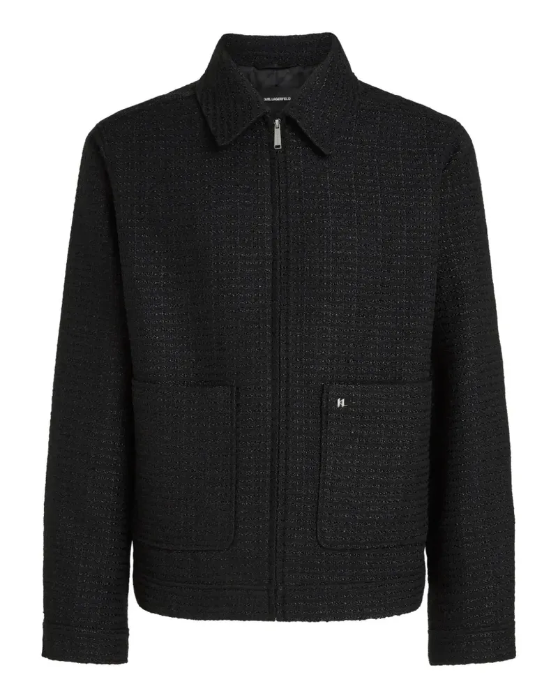 Karl Lagerfeld Bouclé-Jacke mit Reißverschluss - Schwarz Schwarz