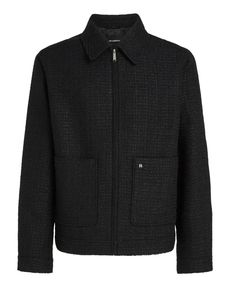 Karl Lagerfeld Bouclé-Jacke mit Reißverschluss - Schwarz Schwarz