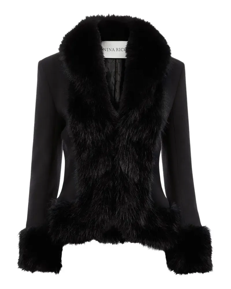 Nina Ricci Jacke mit Faux Fur-Besatz - Schwarz Schwarz