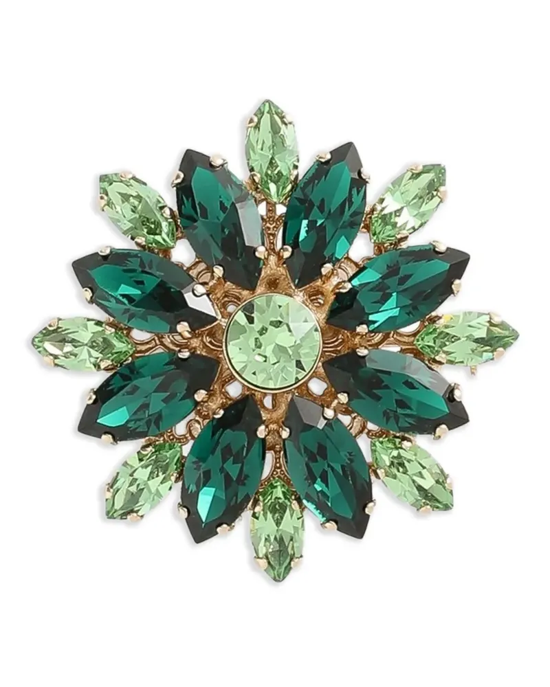 Dolce & Gabbana Brosche mit Kristallblume - Grün Grün