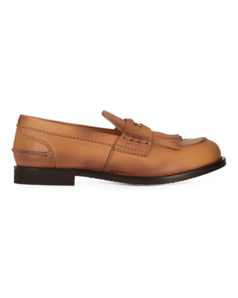 Miu Miu fringed leather loafers - Braun Braun