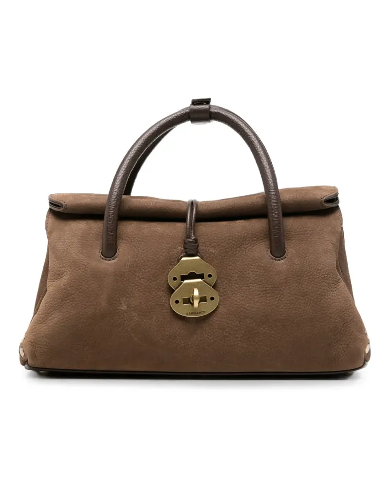 Zanellato Kleine Dotta Jones Nabuck Tote Bag mit Nieten - Braun Braun