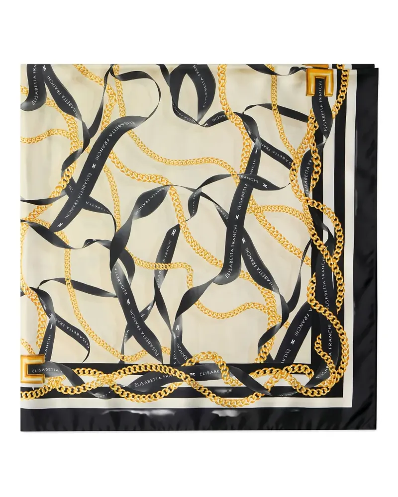 Elisabetta Franchi ribbon-print chain-print scarf - Nude Nude