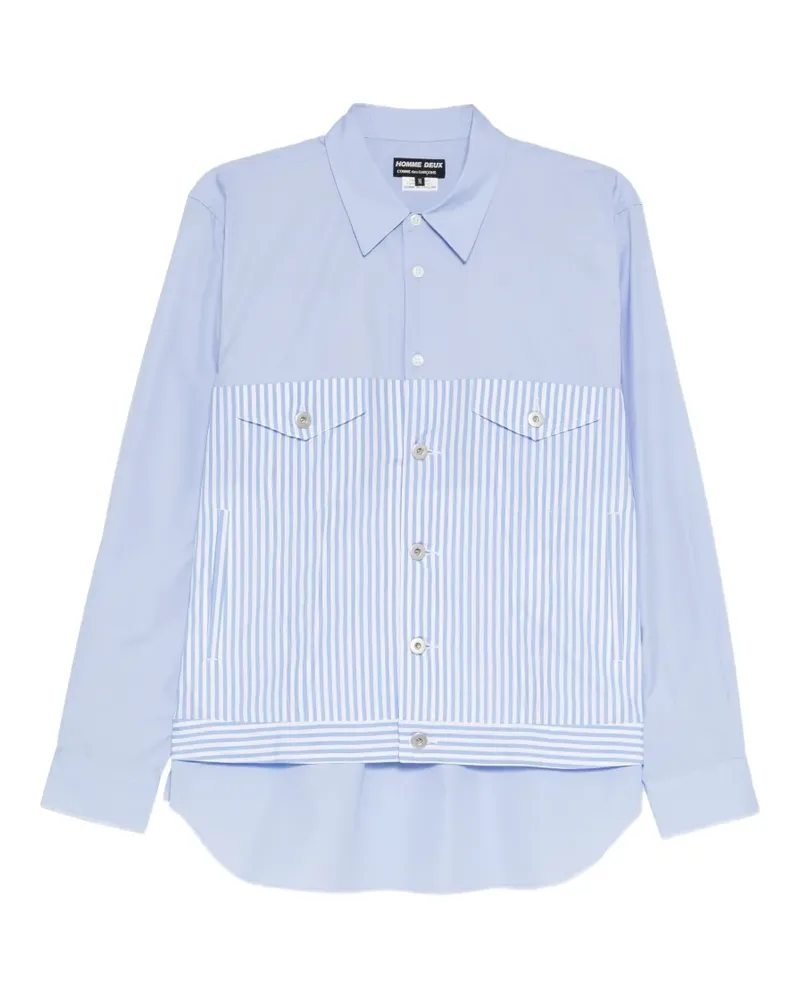 Comme des Garçons striped-panel cotton shirt - Blau Blau