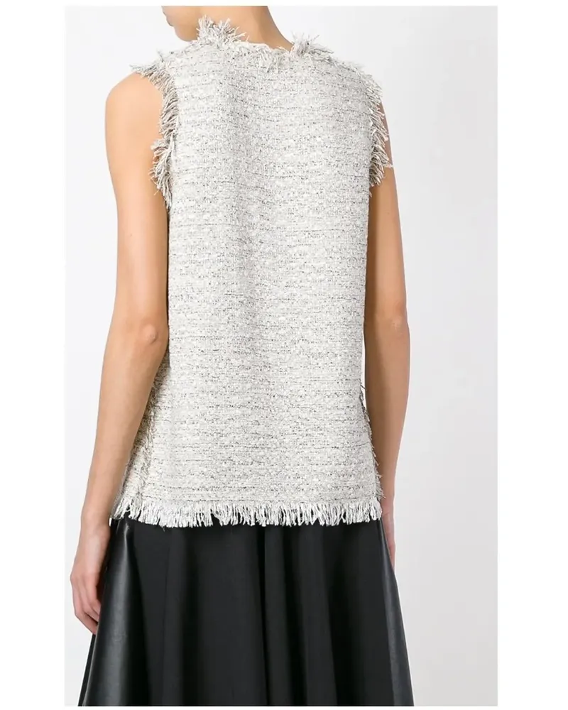 Lanvin Tweed-Top mit Fransen - Weiß Weiß
