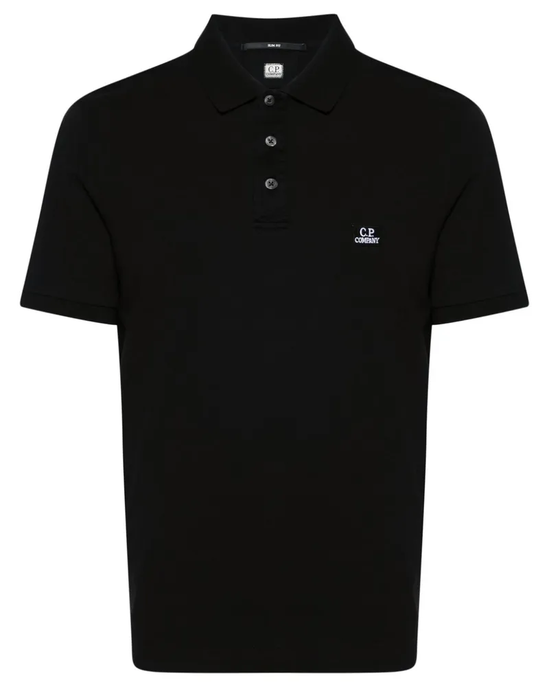 C.P. Company Poloshirt mit Logo-Applikation - Schwarz Schwarz