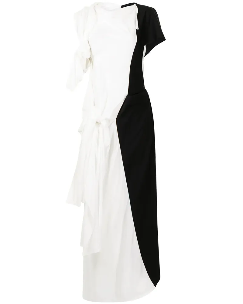 Yohji Yamamoto Kleid in Colour-Block-Optik - Weiß Weiß