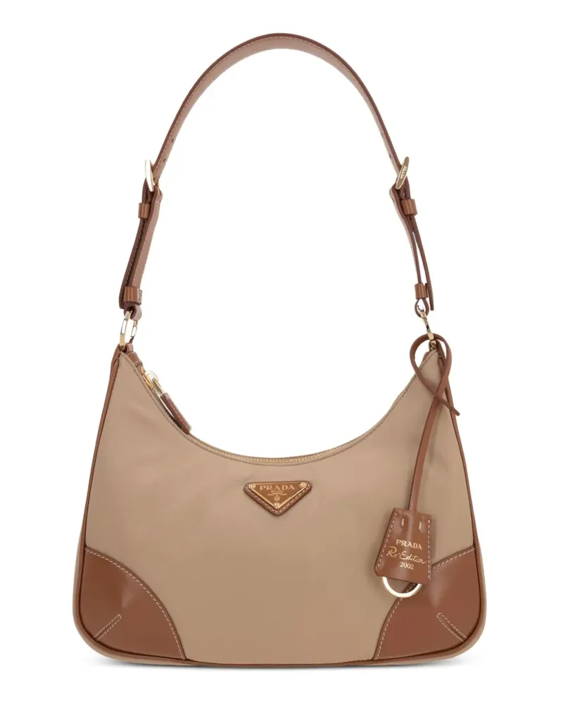 Prada 2005 Re-Edition Schultertasche mit Logo-Applikation - Nude Nude