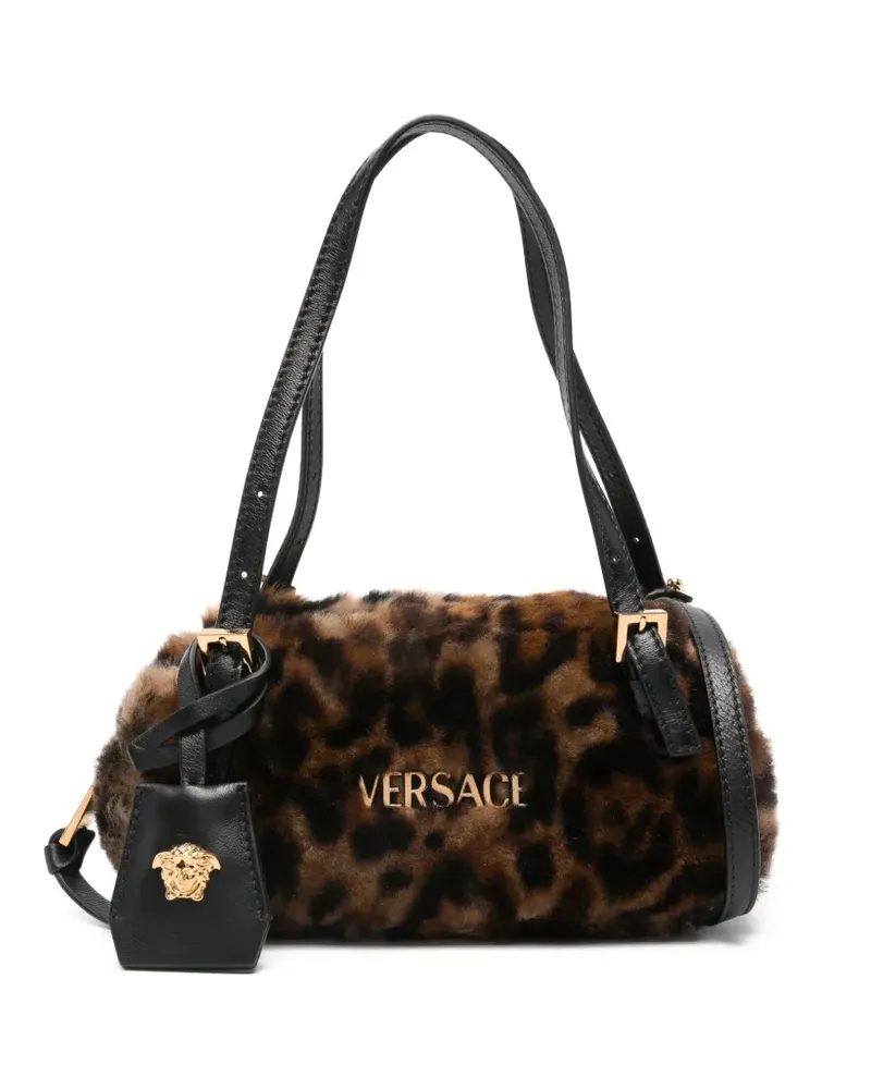 Versace Mini Tag Schultertasche mit Leoparden-Print - Braun Braun