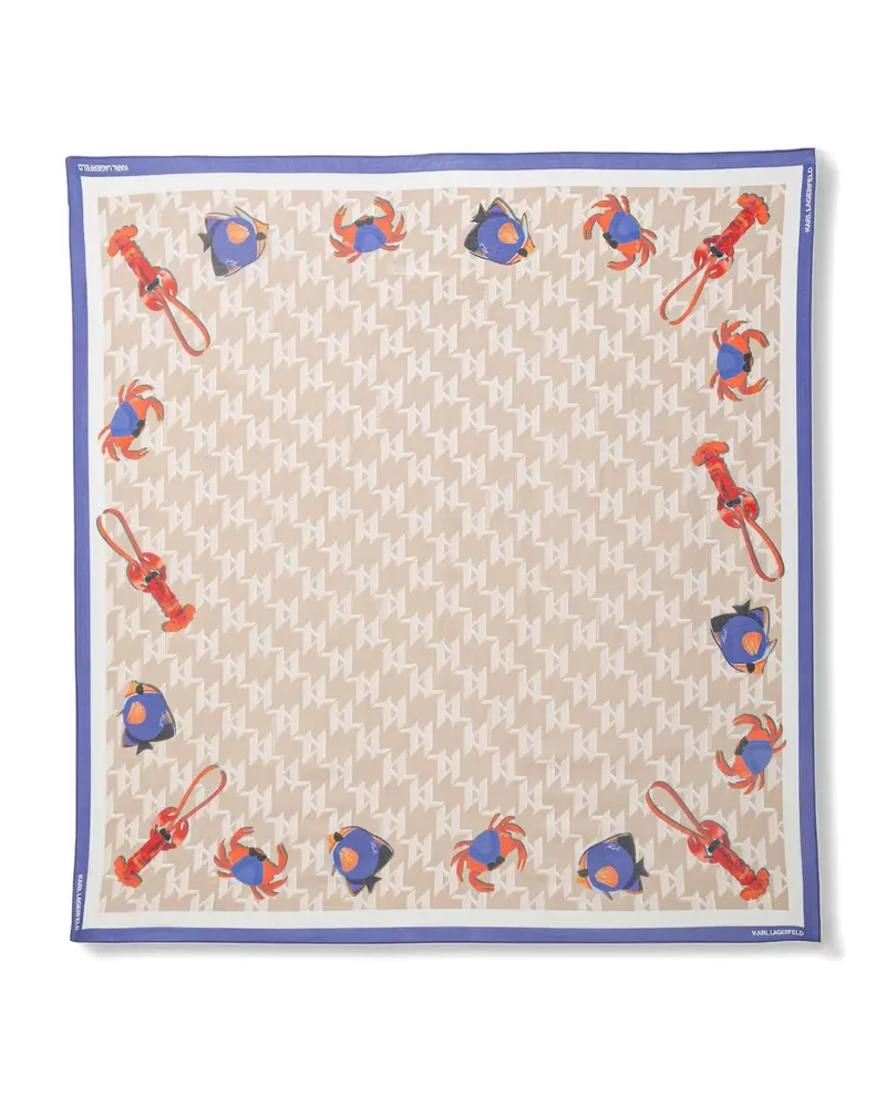 Karl Lagerfeld monogram-print marine-motif scarf - Nude Nude