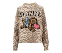 Pullover mit Leoparden-Applikation - Nude