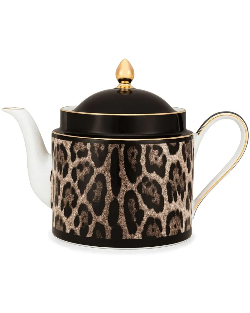 Dolce & Gabbana Teekanne mit Leoparden-Print - Braun Braun