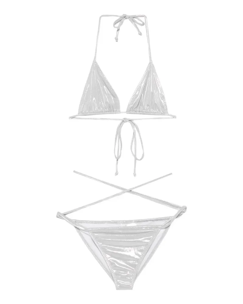 Norma Kamali criss-cross bikini - Silber Silber