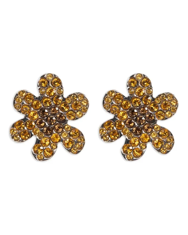 Marni Ohrringe in Blumenform mit Kristallen - Grau Grau