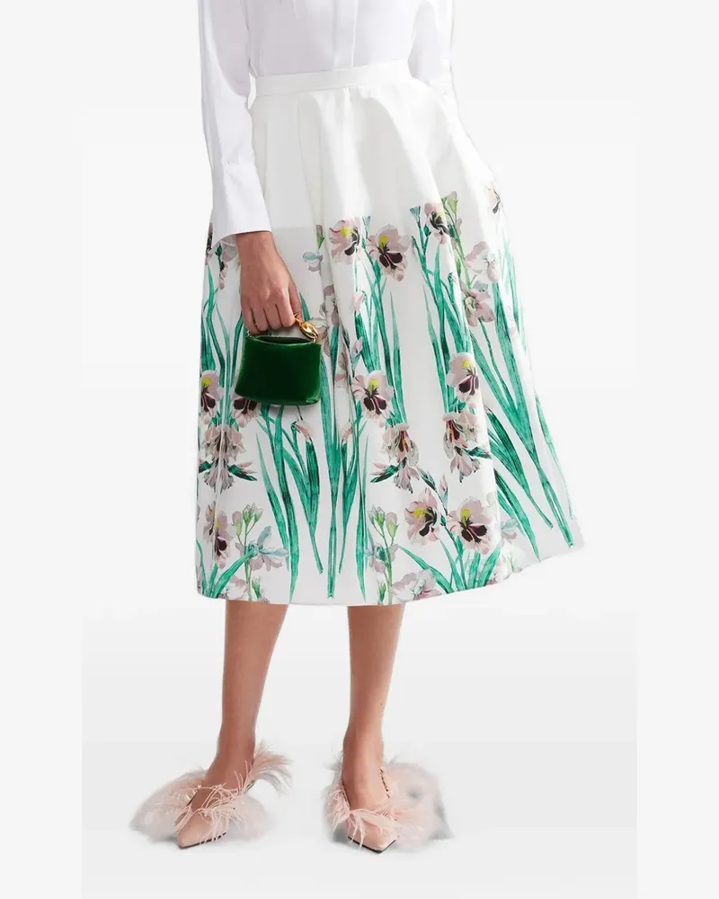 Erdem floral-print cotton midi skirt - Weiß Weiß