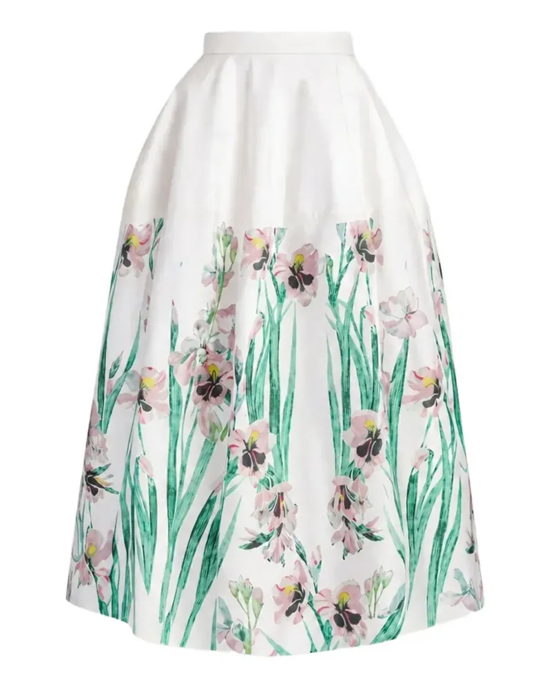 Erdem floral-print cotton midi skirt - Weiß Weiß