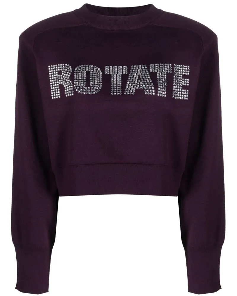 ROTATE Birger Christensen Strassverziertes Sweatshirt mit Logo-Applikation - Violett Violett