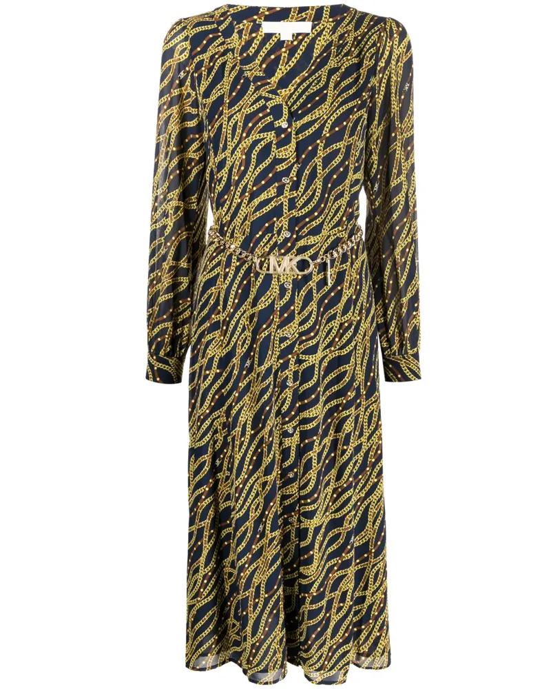 Michael Kors T-Shirtkleid mit Ketten-Print - Blau Blau