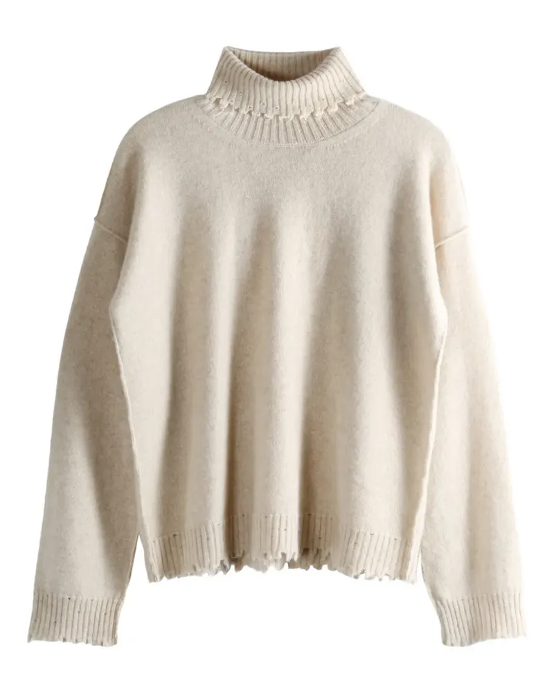 Uma Wang Ausgefranster Pullover mit Stehkragen - Nude Nude