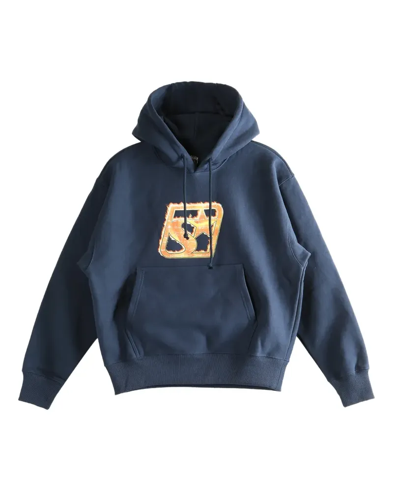Stüssy graphic-print hoodie - Blau Blau
