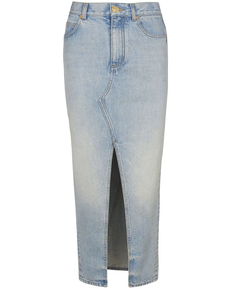 Balmain Midirock aus Denim - Blau Blau