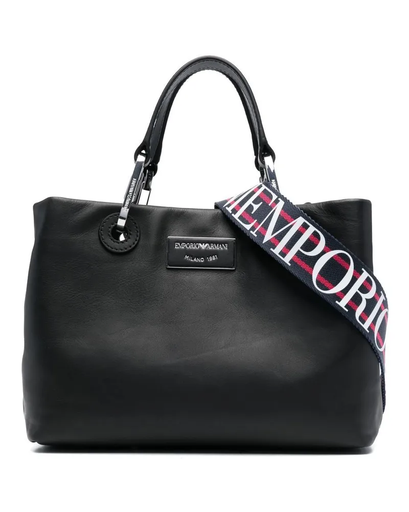 Emporio Armani Handtasche mit Logo-Schild - Schwarz Schwarz