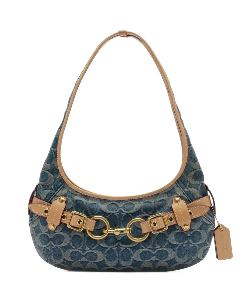 Coach Belted Ergo shoulder bag 26 in signature regenerative-cotton denim - Blau Blau