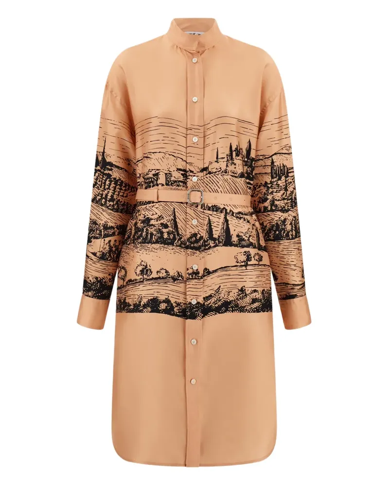 Ferragamo Hemdkleid mit Print - Orange Orange