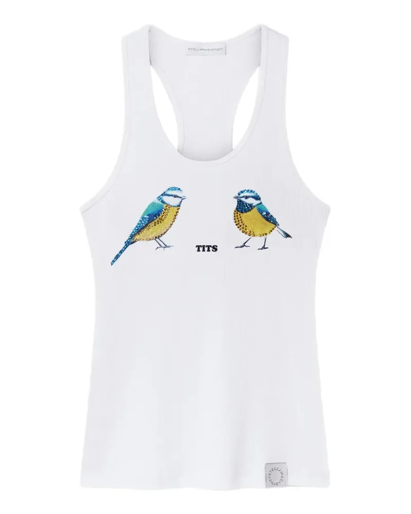 Stella McCartney bird-print ribbed tank top - Weiß Weiß